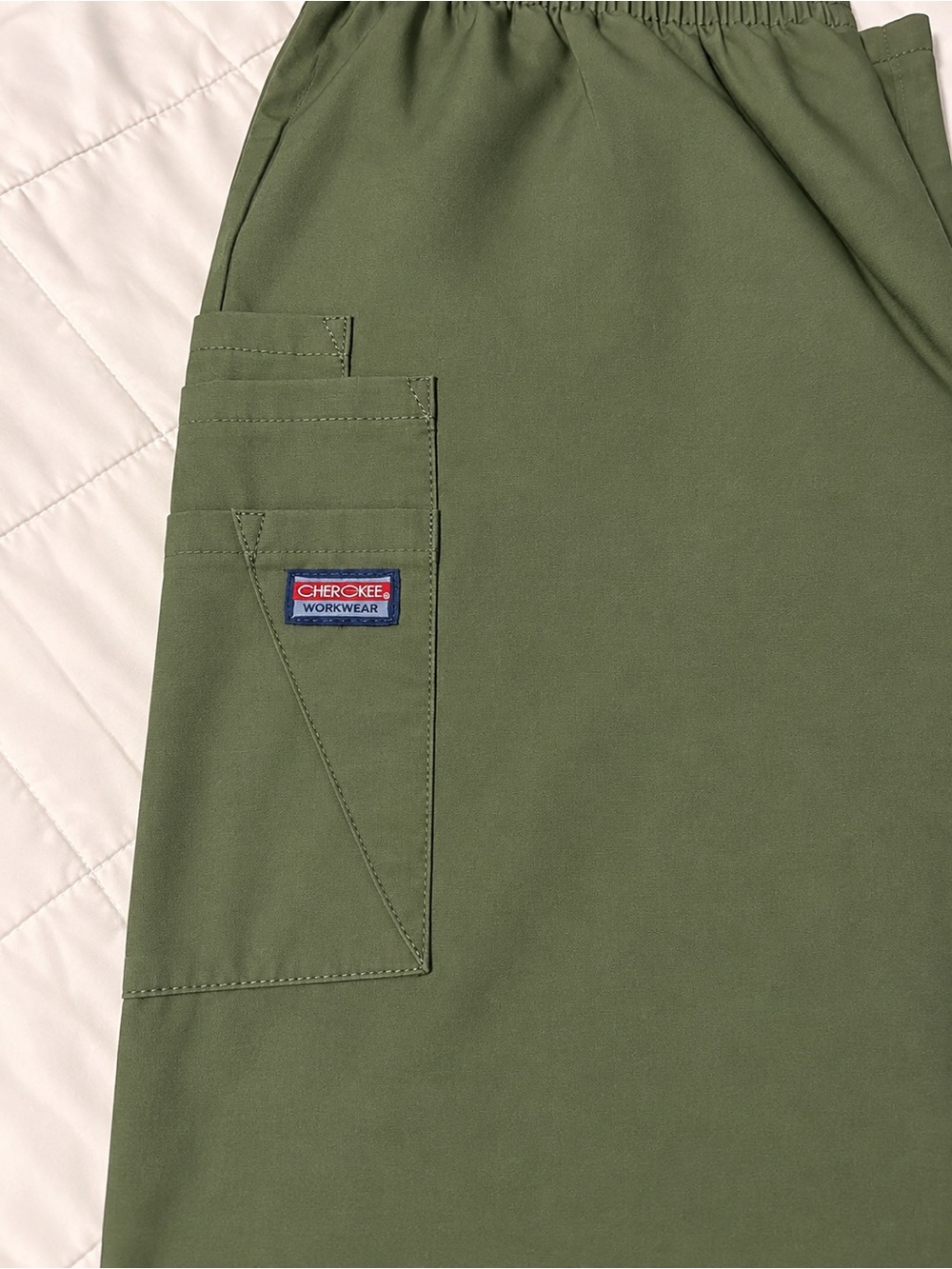 Cherokee Workwear Olive Green Cargo Scrub Pants Size L Petite